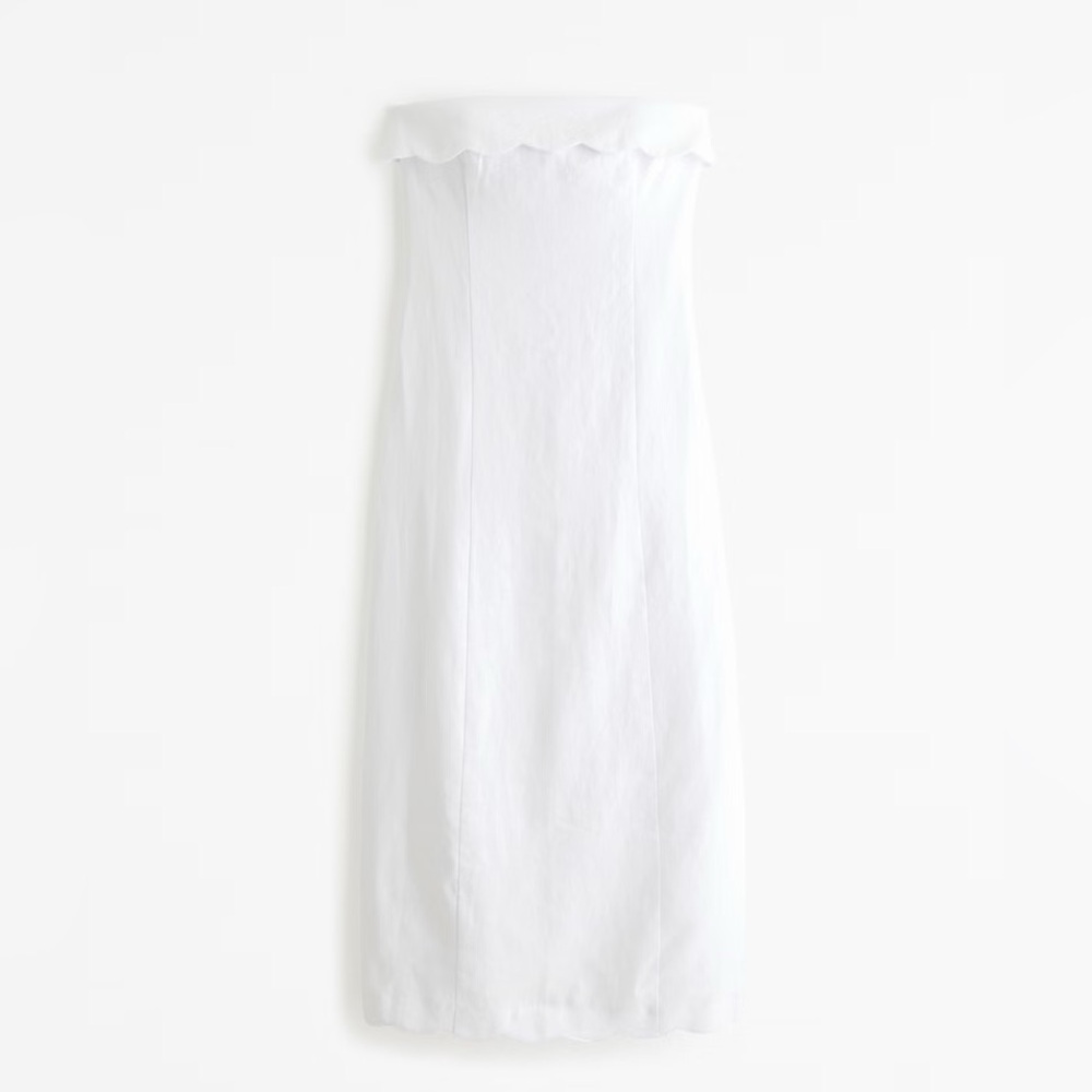 Abercrombie Premium Linen Scallop midi dress